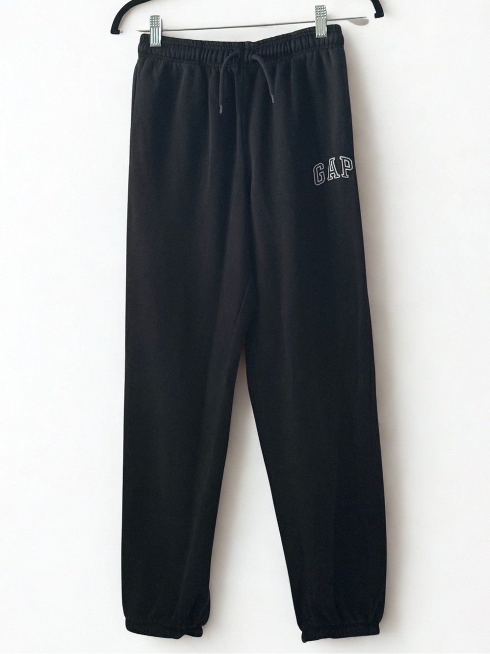 Gap Black Logo Jogger Pants Teens 2XL Drawstring Pockets Tapered